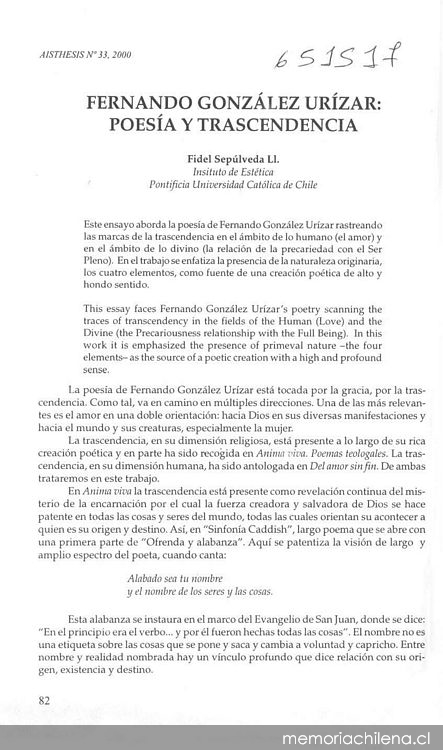 Fernando González-Urizar, poesía y trascendencia