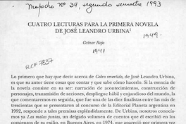 Cuatro lecturas para la primera novela de José Leandro Urbina