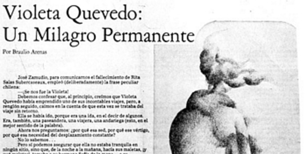 Violeta Quevedo: un milagro permanente