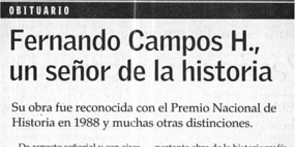 Fernando Campos H., un señor de la historia