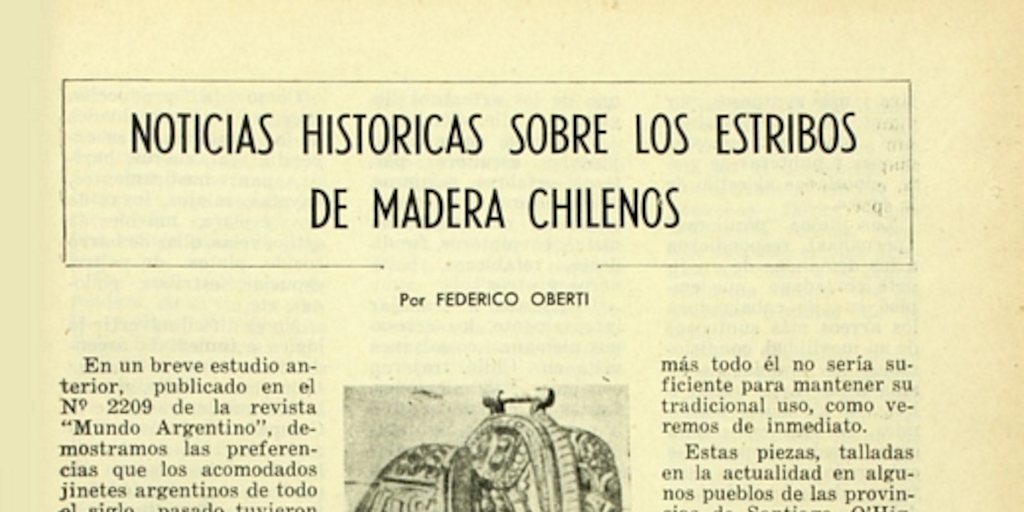Noticias históricas sobre los estribos de madera chilenos