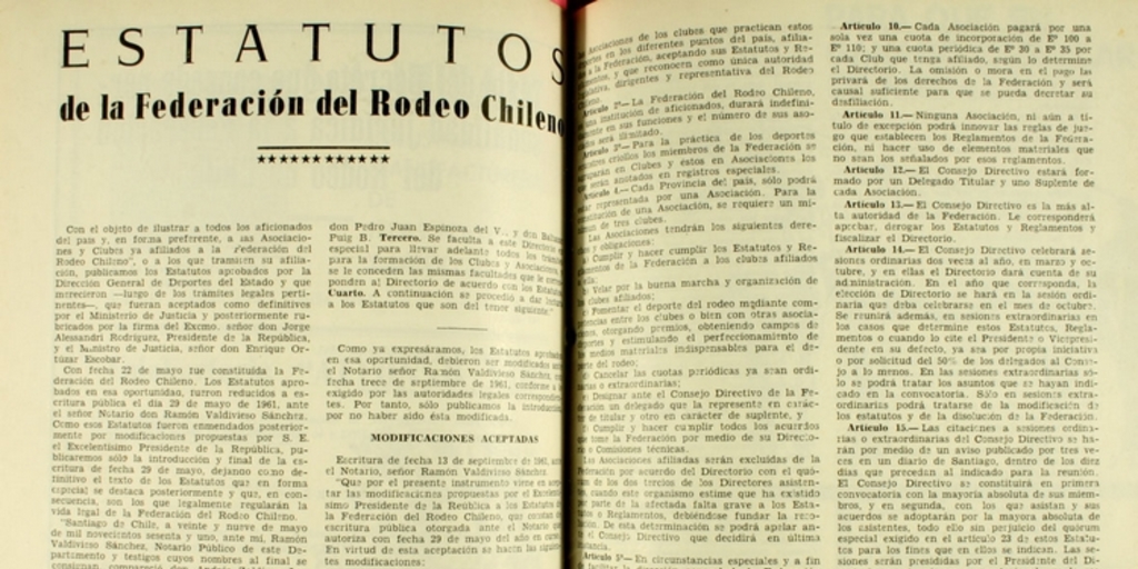 Estatutos de la Federación del Rodeo Chileno