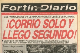 Corrió solo y salió segundo!, los fanáticos del sí y de Pinochet olvidan que el 5 de octubre...