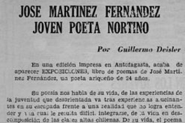 José Martínez Fernández: joven poeta nortino