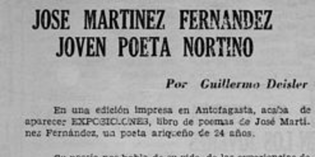 José Martínez Fernández: joven poeta nortino