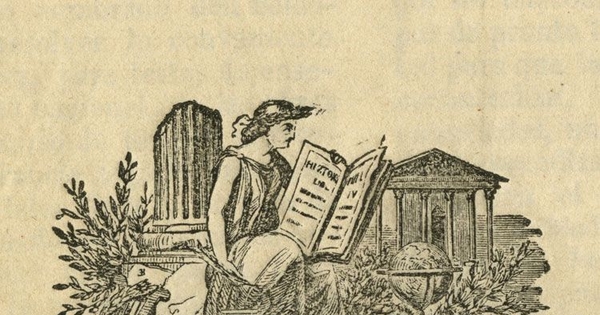 Ilustración en portada de "Nuevo plan de estudios para el curso de humanidades del Instituto Nacional", 1858