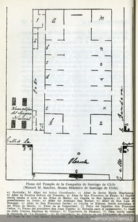 Plano del Templo de la Compañía de Santiago de Chile, ca. 1863
