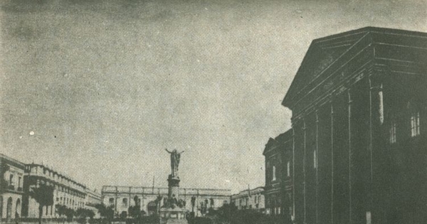 Plazuela de la Compañía, con el Monumento de Carrier-Belleuze y el Congreso Nacional en construcción a la derecha
