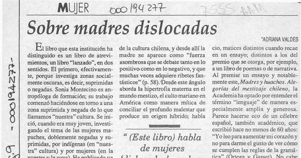 Sobre madres dislocadas