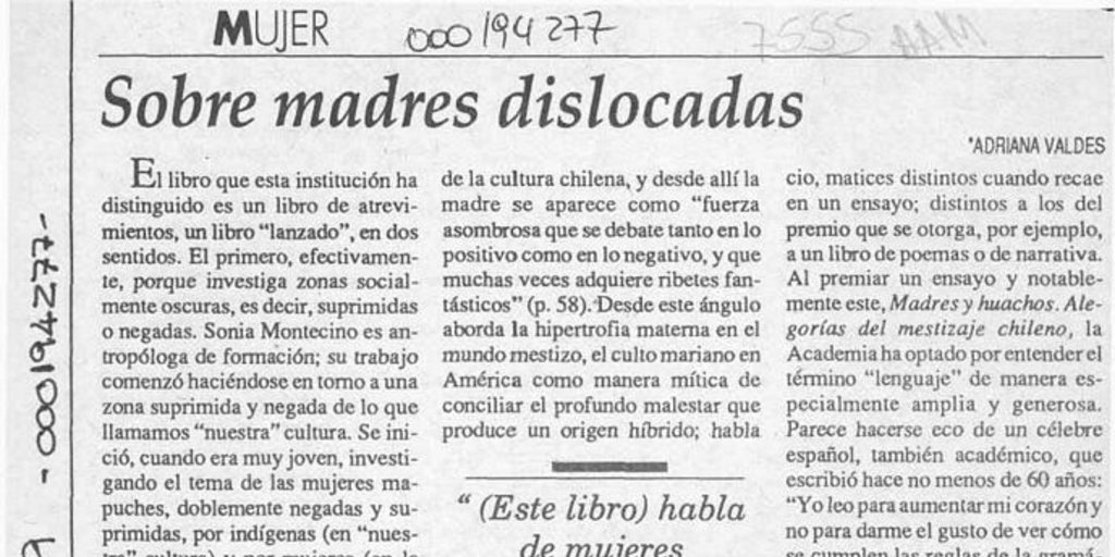 Sobre madres dislocadas