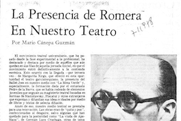 La presencia de Romera en nuestro teatro