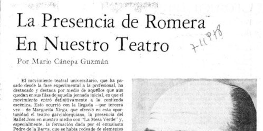 La presencia de Romera en nuestro teatro