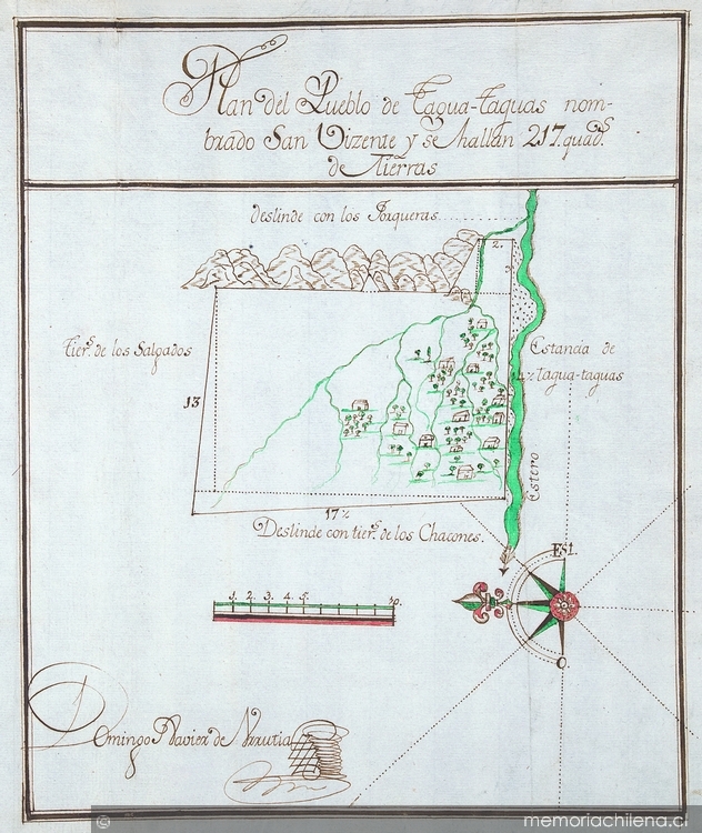 Plan del pueblo de Tagua Taguas nombrado San Vizente, 1792