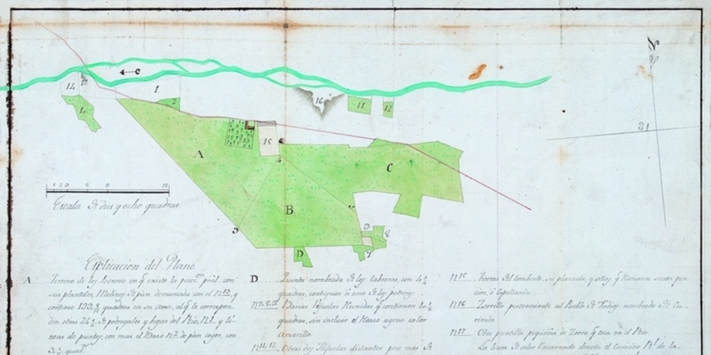 Plano de la Hacienda de Curimón: Partido de Los Andes, 1805