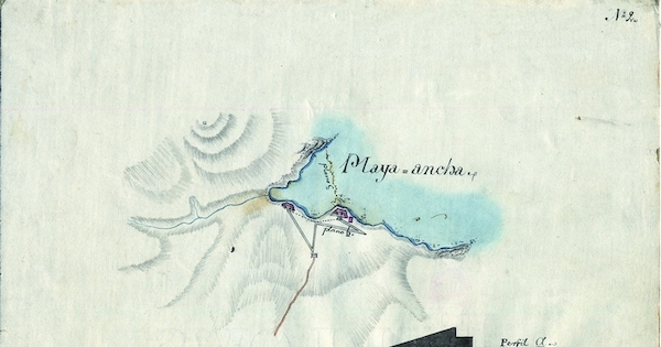 Plano de fortificación de Playa Ancha, Valparaíso, 1820