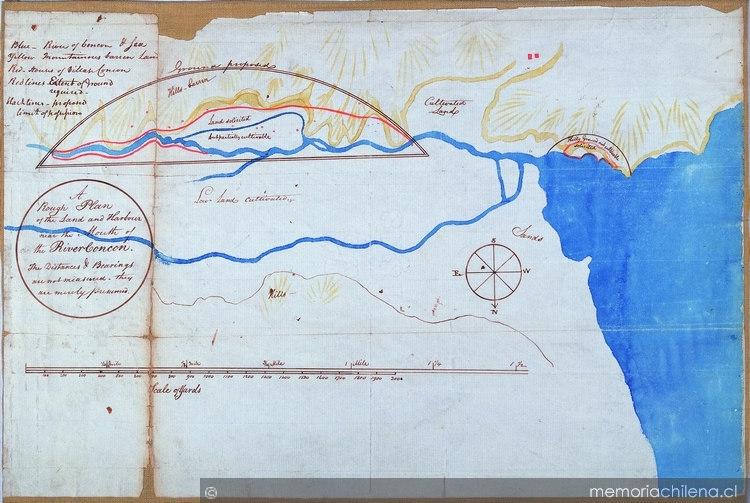 Plano de la Hacienda de Concón y establecimiento minero de lord Tomás Cochrane, Quillota, 1836