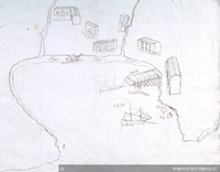 Plano proyecto de muelle en el puerto de Aconcagua, La Ligua, 1845