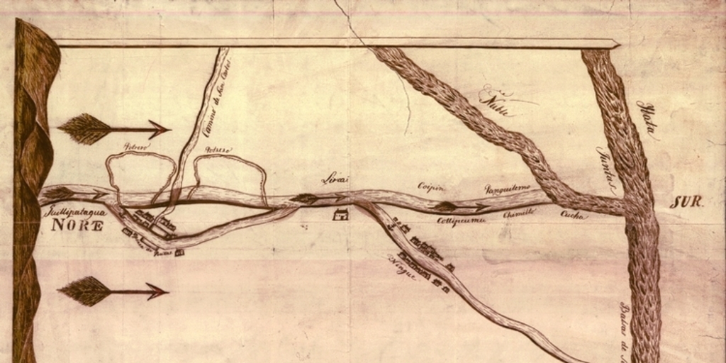 Camino antiguo de Santiago al Sur que sirve de de línea divisoria ..., 1850