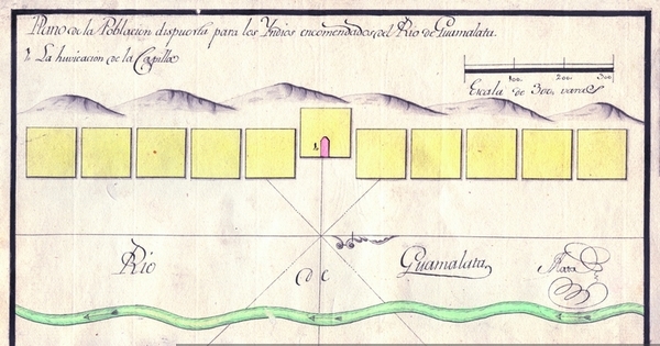Plano de la poblacion dispuesta para los indios encomendados del Río de Guamalata, 1790