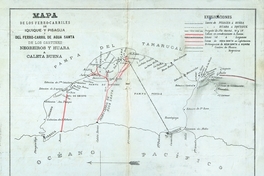 Mapa de los ferrocarriles de Iquique y Pisagua y del ferrocarril de Agua Santa de los cantones Negreiros y Huara a Caleta Buena, 1882