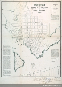Iquique: plano de la Dirección de Obras Públicas, 1885