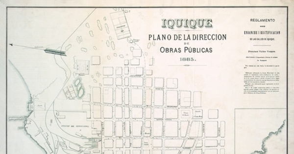 Iquique: plano de la Dirección de Obras Públicas, 1885