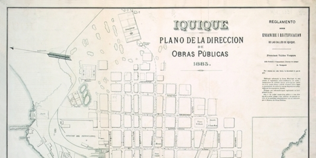 Iquique: plano de la Dirección de Obras Públicas, 1885