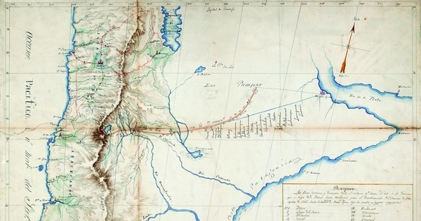 Mapa del viaje de Luis de la Cruz, de Concepción a Buenos Aires en 1806