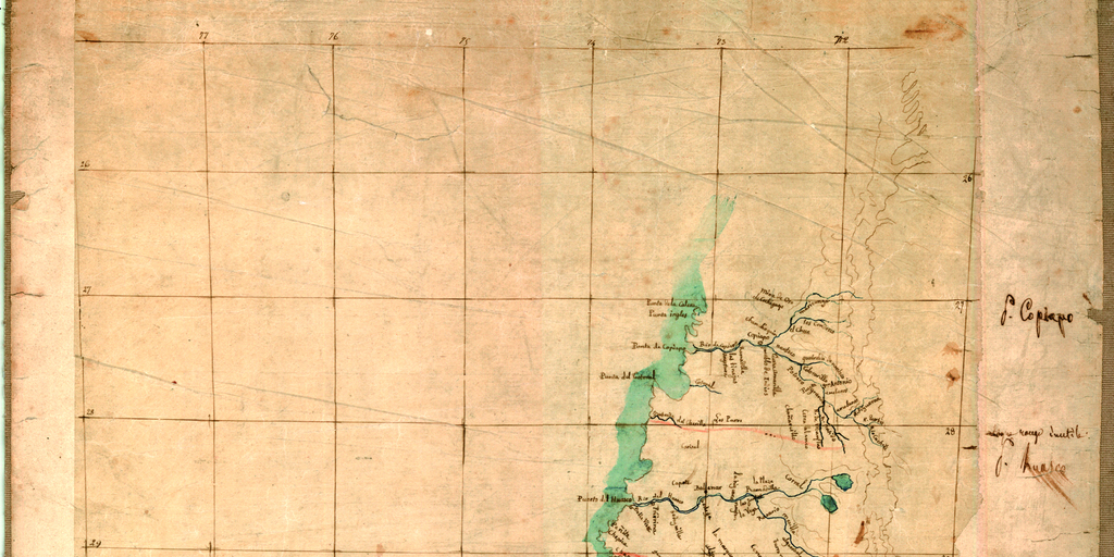 Mapa de Chile desde Copiapó a Chiloé, ca. 1840