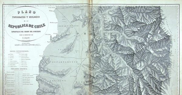 Plano topográfico y geológico de la República de Chile [mapa] : levantado por orden del Gobierno