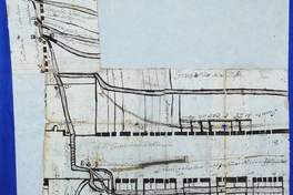 Plano del reparto de aguas del sector de calles Alameda, Carmen y Portugal, Santiago, 1794
