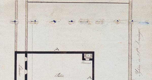 Plano de cuartos del convento Santo Domingo para la instalación de la Biblioteca Nacional, Santiago, 1822