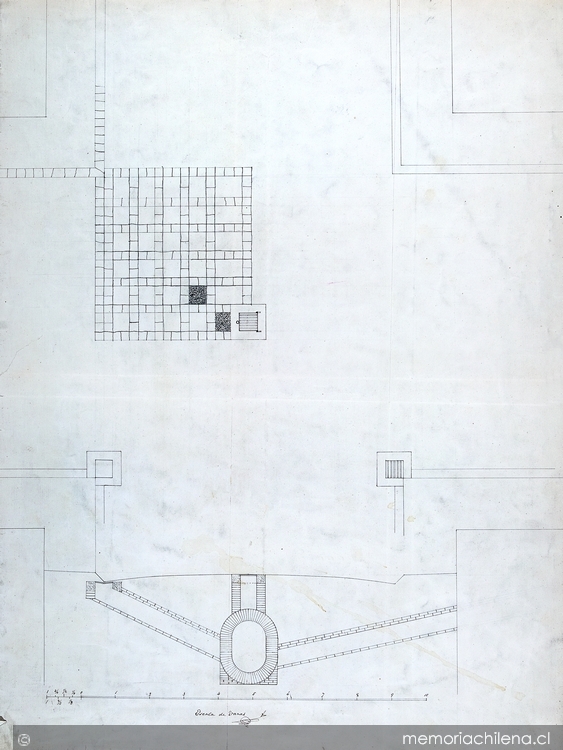 Plano para formar conductos subterráneos y alterar la superficie en las calles de Santiago, 1847