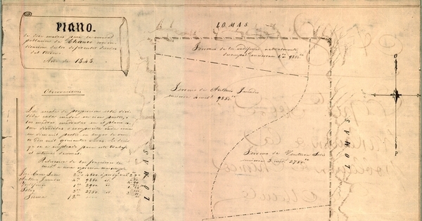 Plano de las doce cuadras destinadas al nuevo pueblo de Chanco, 1848