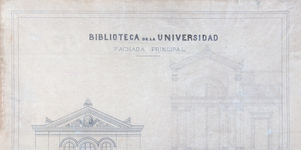 Biblioteca de la Universidad: Fachada principal, Santiago, 1884