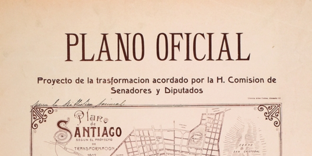 Plano de Santiago según el proyecto de transformación, 1912