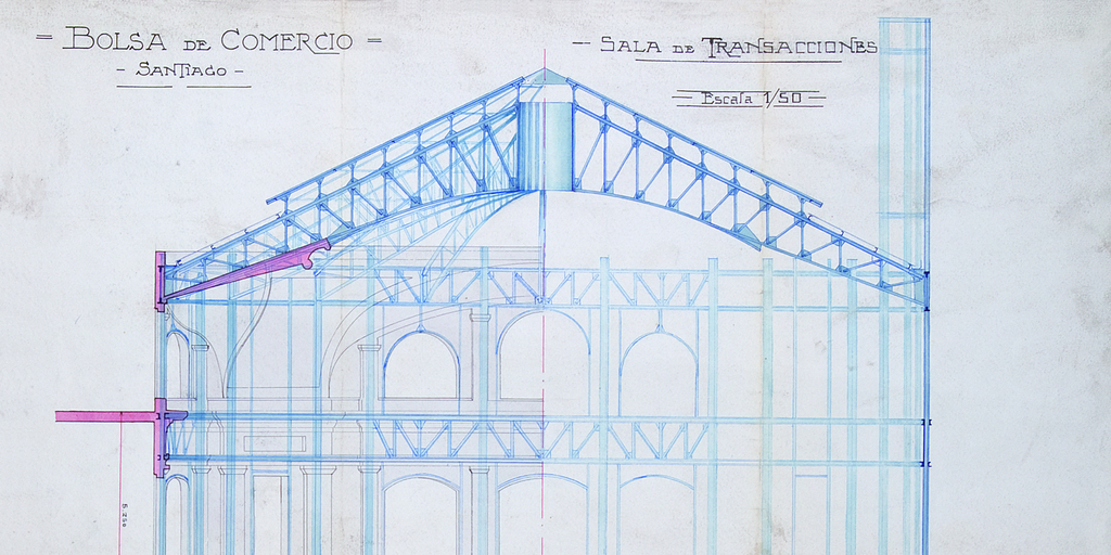 Bolsa de Comercio de Santiago. Sala de transacciones, 1914