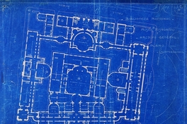 Plano de la Biblioteca Nacional, Museo Histórico y Archivo General, subterráneo, Santiago, 1915
