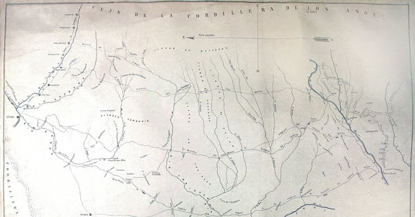 Croquis del valle central de la Araucanía con los caminos seguidos por las divisiones que lo han cruzado, 1869