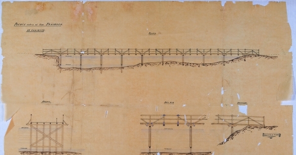 Plano de Puente sobre el río Traiguén, 1887
