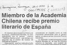 Miembro de la Academia Chilena de la Lengua recibe premio literario en España
