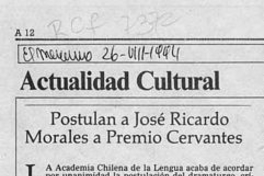 Postulan a José Ricardo Morales a Premio Cervantes