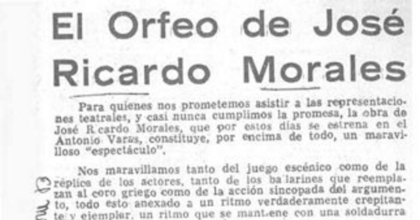 El Orfeo de José Ricardo Morales