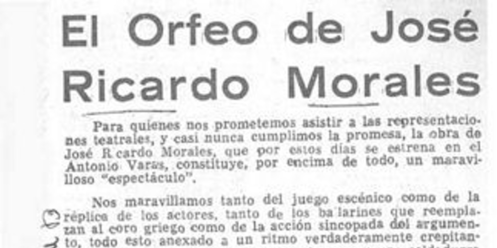 El Orfeo de José Ricardo Morales