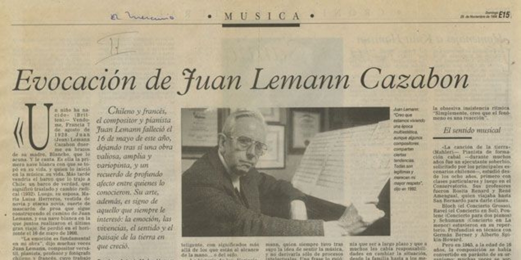 Evocación de Juan Lémann Cazabon