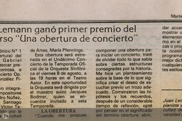 Juan Lémann ganó primer premio del concurso "Una Obertura de Concierto"