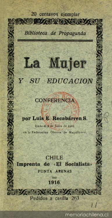 La mujer y su educación: conferencia