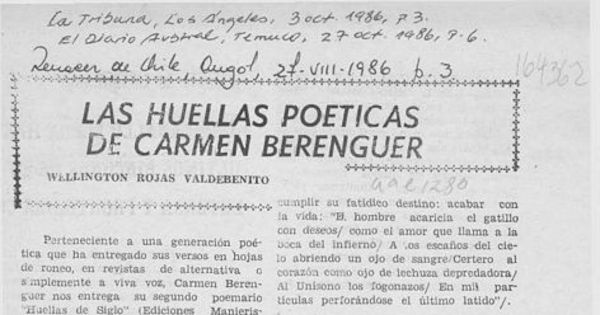 Las huellas poéticas de Carmen Berenguer
