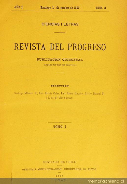 Revista del progreso: tomo 1, n° 8 del 15 de diciembre de 1888