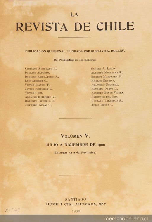 La Revista de Chile: tomo 5, julio a diciembre de 1900